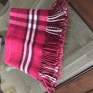 Burberry Wool Cashmere Burgundy Check Snood